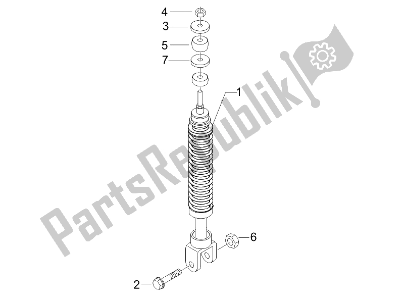 All parts for the Rear Suspension - Shock Absorber/s of the Piaggio FLY 50 4T USA 2007