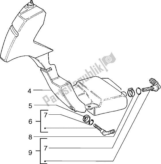All parts for the Supplementary Tank of the Piaggio Typhoon 125 X 2003
