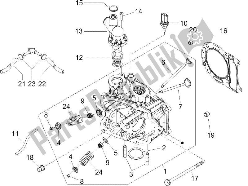 Toutes les pièces pour le Unité De Tête - Valve du Piaggio X9 125 Evolution Potenziato UK 2006