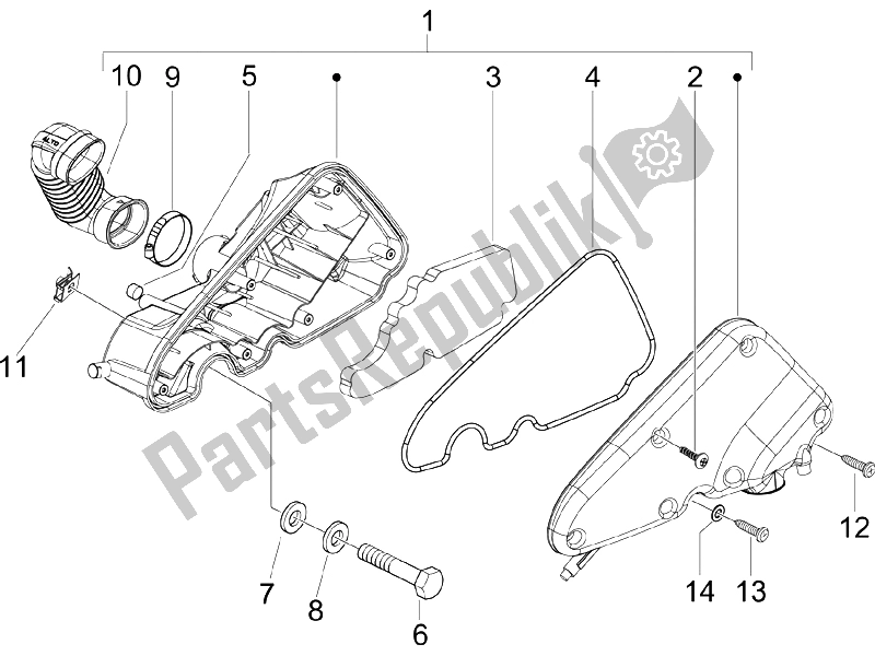 All parts for the Air Filter of the Piaggio Liberty 50 4T Delivery TNT 2009