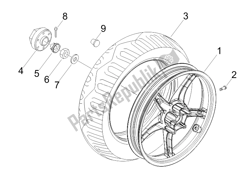 All parts for the Rear Wheel of the Piaggio ZIP 50 2006