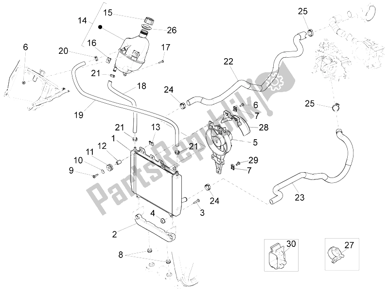Toutes les pièces pour le Système De Refroidissement du Piaggio X 10 350 4T 4V I E E3 2012