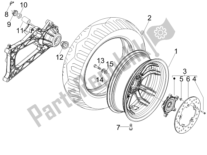 Todas las partes para Rueda Trasera de Piaggio MP3 500 USA 2007