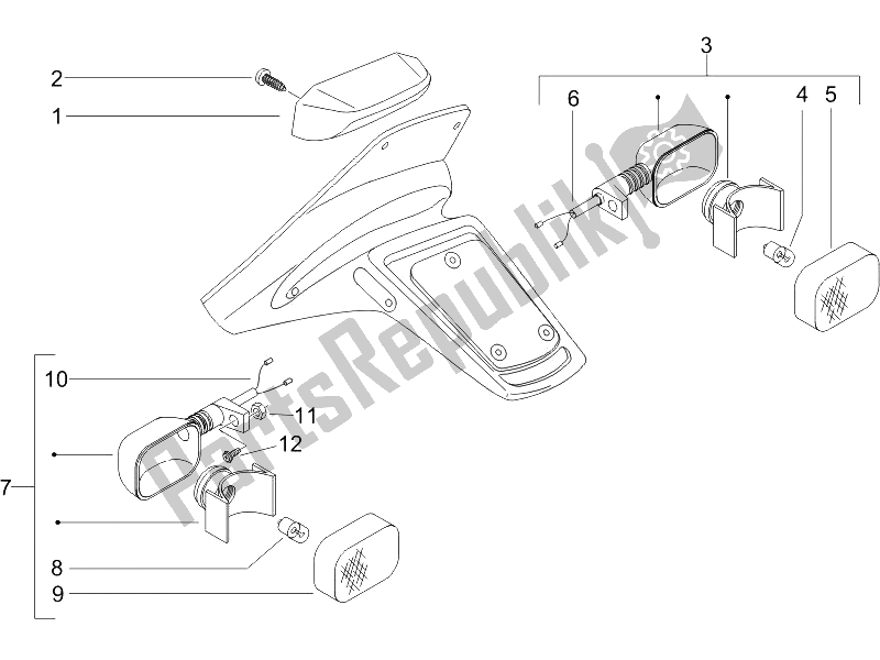 All parts for the Rear Headlamps - Turn Signal Lamps of the Piaggio NRG Power DT 50 2005