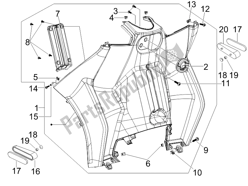 Toutes les pièces pour le Boîte à Gants Avant - Panneau De Protection Des Genoux du Piaggio MP3 400 IE USA 2007