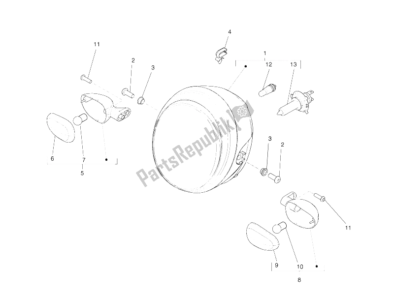Tutte le parti per il Fari Anteriori - Indicatori Di Direzione del Piaggio Carnaby 300 4T IE Cruiser 2009