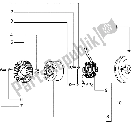 All parts for the Flywheel Magneto of the Piaggio Skipper 125 1995