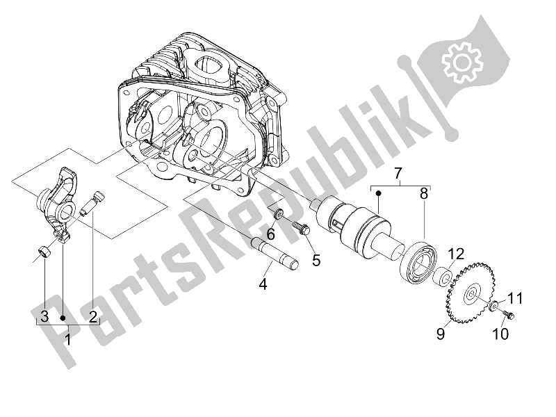 Toutes les pièces pour le Leviers à Bascule Support Unité du Piaggio FLY 50 4T 25 30 KMH 2008