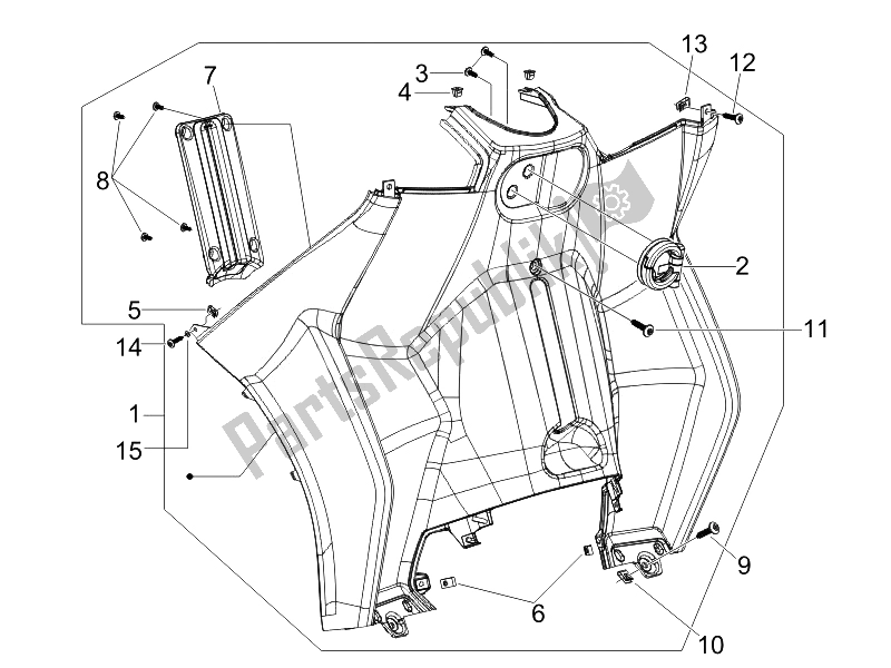 Tutte le parti per il Vano Portaoggetti Anteriore - Pannello Di Protezione Per Le Ginocchia del Piaggio MP3 400 IE 2007