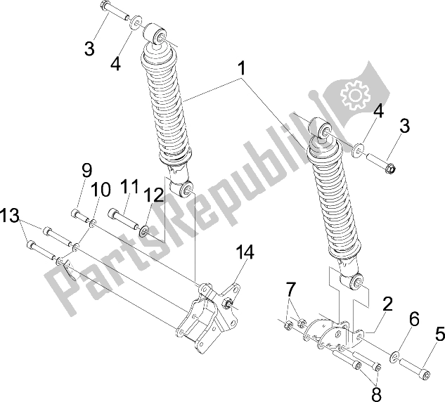 All parts for the Rear Suspension - Shock Absorber/s of the Piaggio X7 300 IE Euro 3 2009