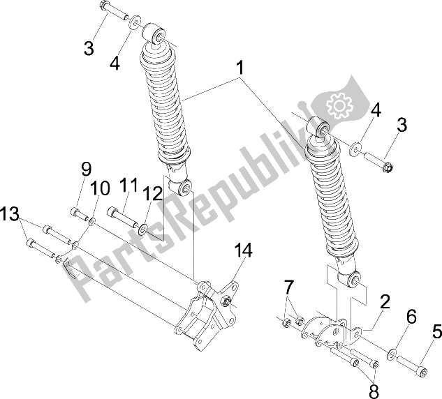 All parts for the Rear Suspension - Shock Absorber/s of the Piaggio X7 300 IE Euro 3 2009