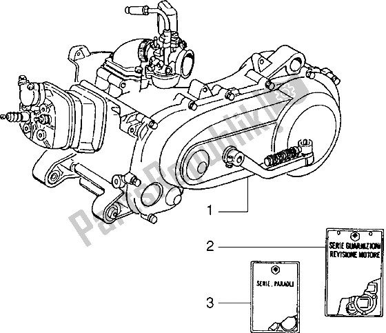 All parts for the Engine of the Piaggio NTT 50 1995