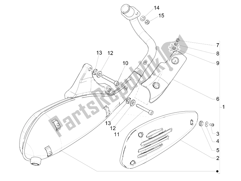 Todas las partes para Silenciador de Piaggio Liberty 125 4T PTT E3 E 2007