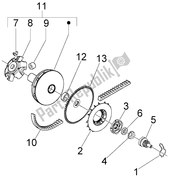 Toutes les pièces pour le Poulie Motrice du Piaggio Liberty 50 4T RST Delivery 2004