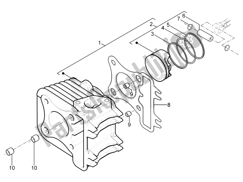Tutte le parti per il Unità Perno Cilindro Pistone-polso del Piaggio Typhoon 125 4T 2V E3 2010