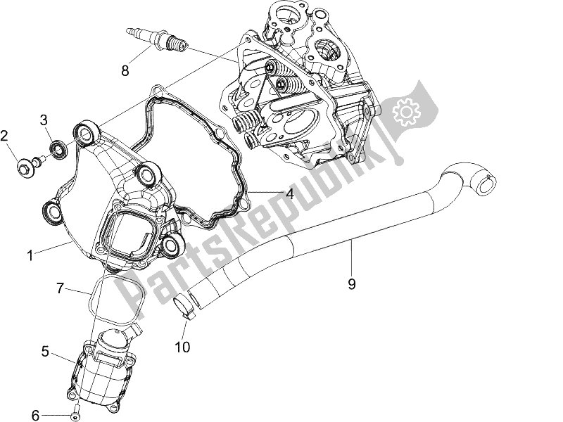 Toutes les pièces pour le Le Couvre-culasse du Piaggio X9 125 Evolution Euro 3 UK 2007