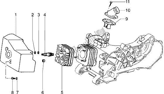 Toutes les pièces pour le Culasse-refroidissement Du Capot-entrée Et Tuyau D'induction du Piaggio Sfera RST 50 1995