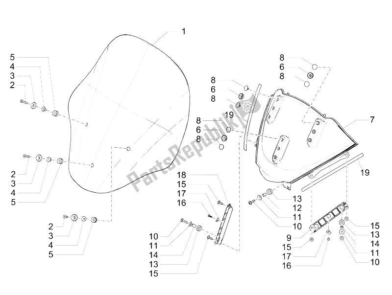 Todas las partes para Parabrisas - Vidrio de Piaggio MP3 500 Sport ABS USA 2015