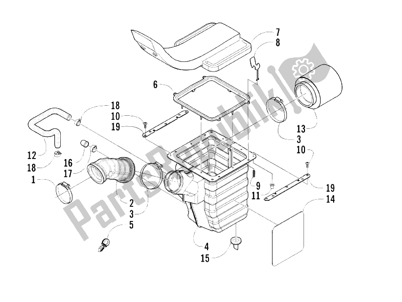 All parts for the Air Filter of the Piaggio Trackmaster 400 2006