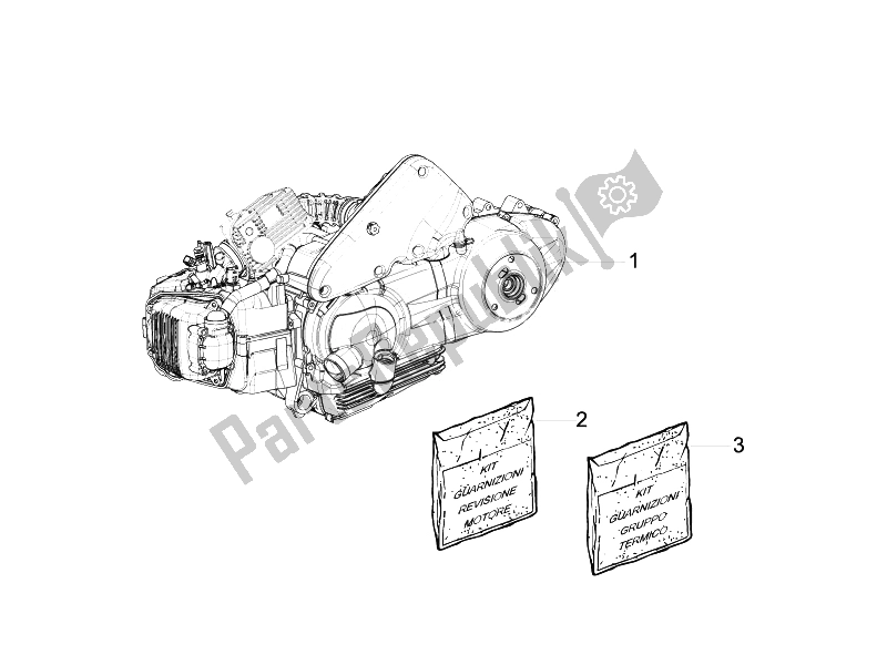 Alle onderdelen voor de Motor Assemblage van de Piaggio FLY 125 4T E3 2007