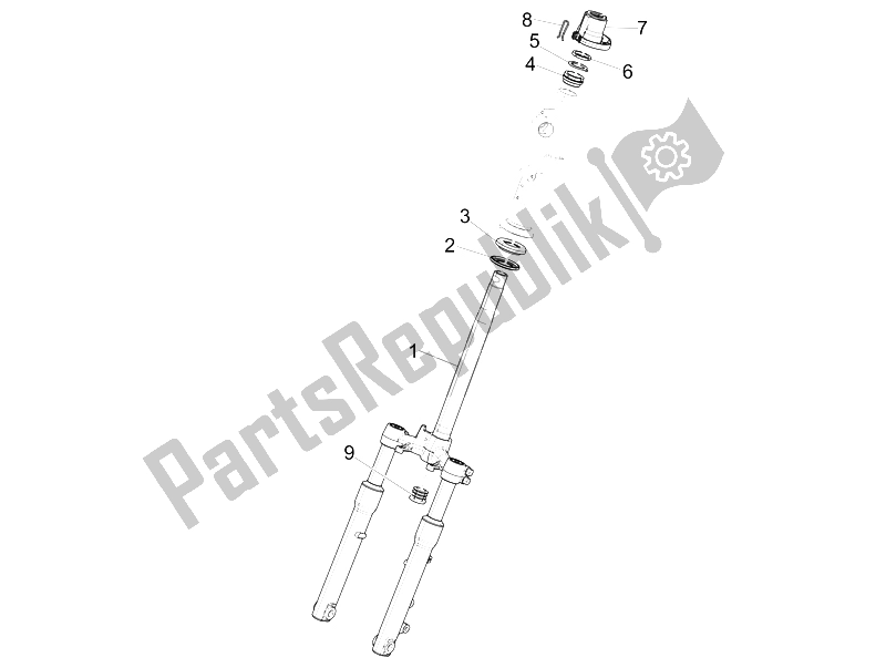 All parts for the Fork/steering Tube - Steering Bearing Unit of the Piaggio Liberty 125 Iget 4T 3V IE ABS 2015