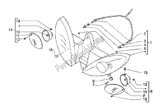 Alle onderdelen voor de Voorlichten van de Piaggio X9 200 2002