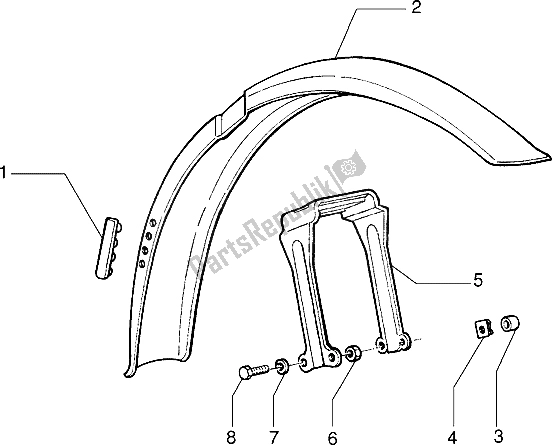 All parts for the Front Mudguard of the Piaggio Velofax 50 1997