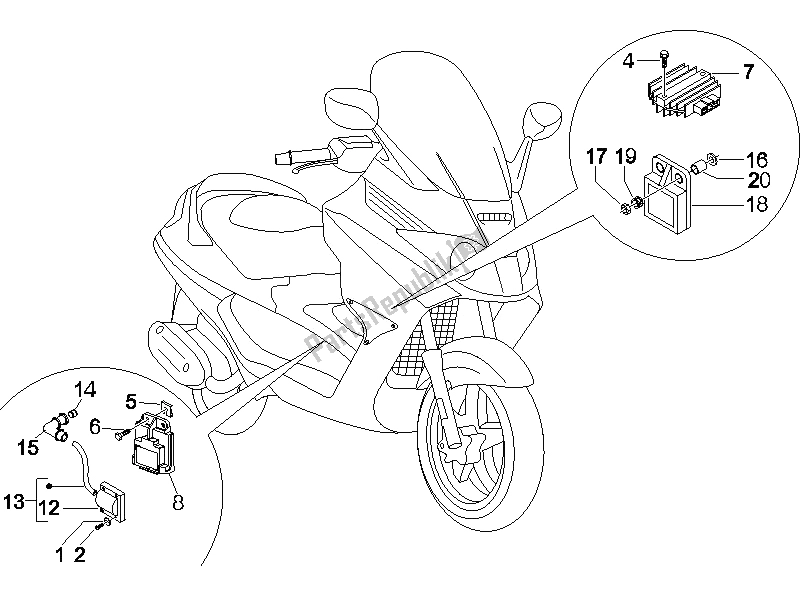 Toutes les pièces pour le Régulateurs De Tension - Unités De Commande électronique (ecu) - H. T. Bobine du Piaggio X8 125 Premium Euro 2 2006