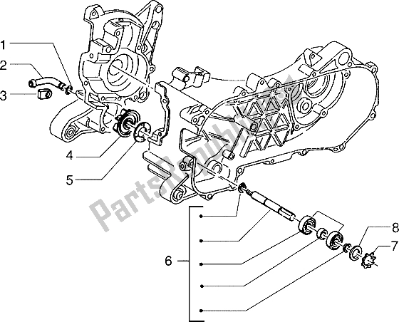 All parts for the Water Pump of the Piaggio NRG Extreme 50 1999