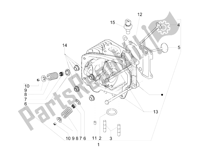 All parts for the Head Unit - Valve of the Piaggio FLY 150 4T E2 E3 Vietnam 2012