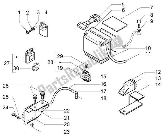 Toutes les pièces pour le Appareil électrique-batterie du Piaggio X9 500 Evolution ABS 2004