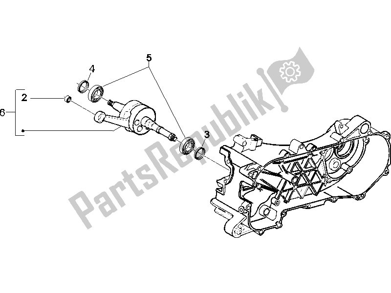 All parts for the Crankshaft (2) of the Piaggio NRG Power DD 50 2005