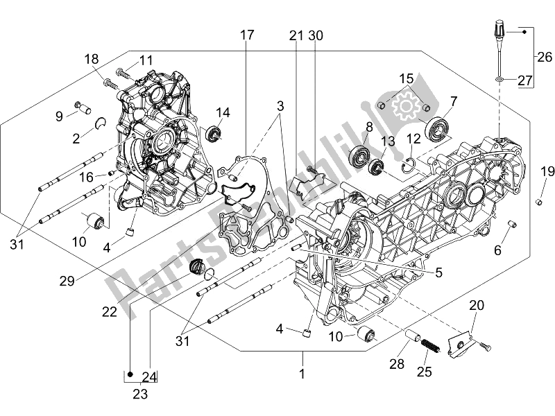 Toutes les pièces pour le Carter (2) du Piaggio FLY 150 4T USA 2007