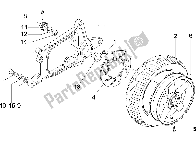 All parts for the Rear Wheel of the Piaggio X8 125 Premium Euro 3 UK 2007