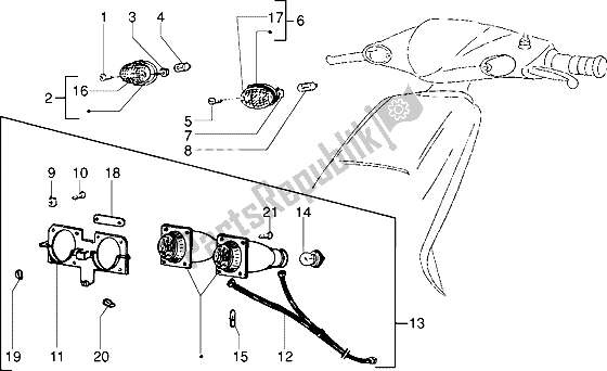 All parts for the Headlamp of the Piaggio NTT 50 1995