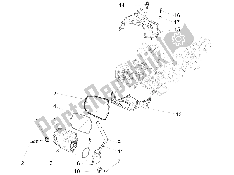 All parts for the Cylinder Head Cover of the Piaggio Liberty 125 Iget 4T 3V IE ABS EU 2015