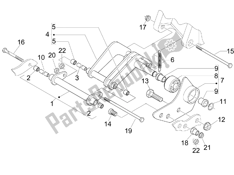 Tutte le parti per il Braccio Oscillante del Piaggio BV 250 USA 2007