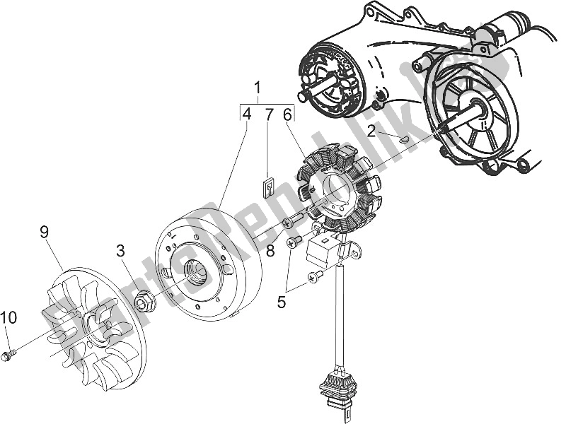 All parts for the Flywheel Magneto of the Piaggio ZIP 100 4T Vietnam 2011