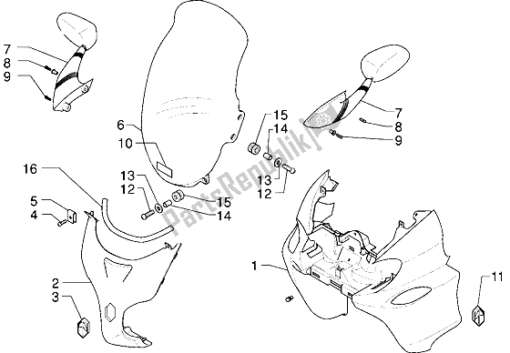 Todas as partes de Escudo-pára-brisa do Piaggio X9 125 2000