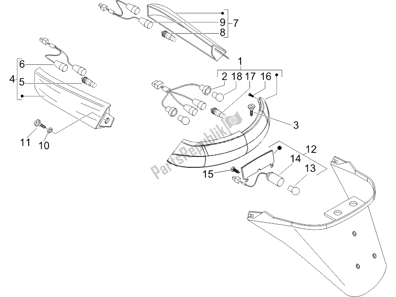 Todas las partes para Faros Traseros - Luces Intermitentes de Piaggio X8 200 2005