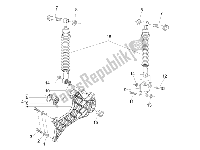All parts for the Rear Suspension - Shock Absorber/s of the Piaggio Carnaby 250 4T IE E3 2008