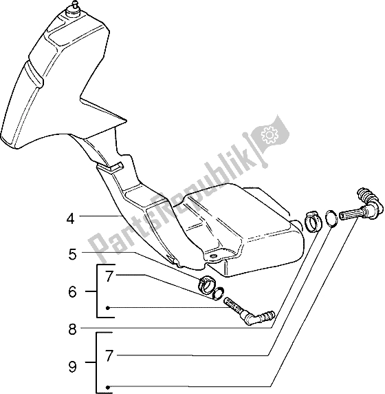 All parts for the Supplementary Tank of the Piaggio Typhoon 125 XR 2003