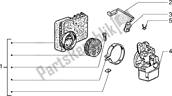 All parts for the Carburettor-air Cleaner of the Piaggio Ciao M Y 99 1995