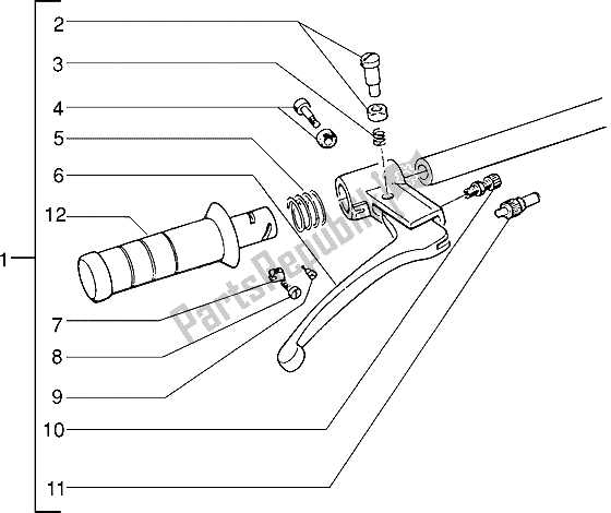 All parts for the Handlebars Component Parts of the Piaggio NTT 50 1995