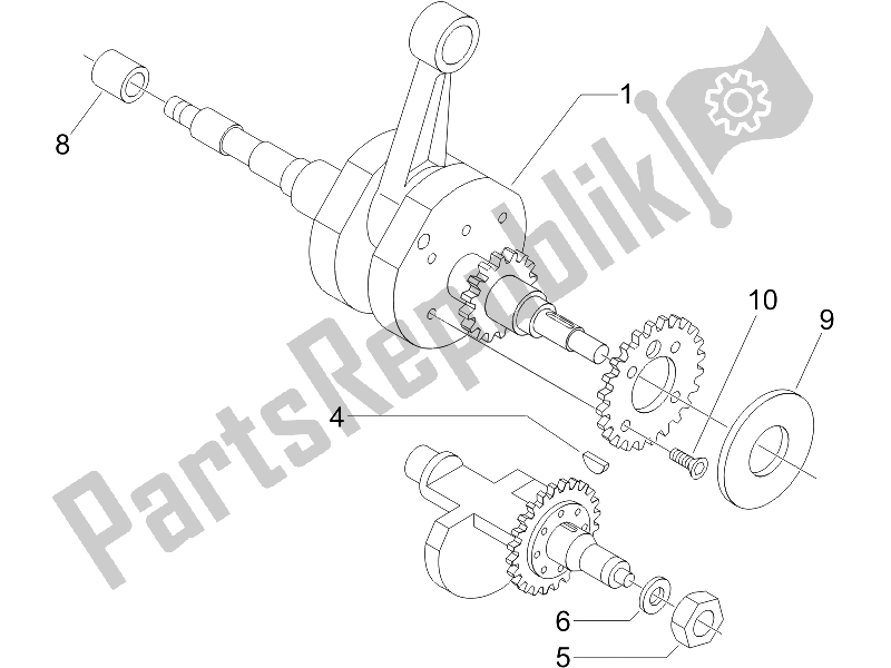 Tutte le parti per il Albero A Gomiti del Piaggio X8 400 IE Euro 3 UK 2006