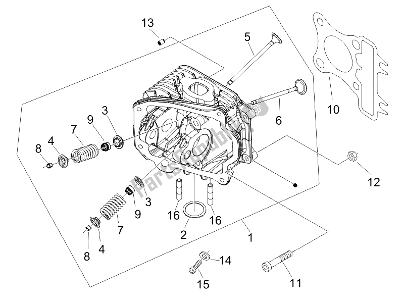 Toutes les pièces pour le Unité De Tête - Valve du Piaggio FLY 50 4T 2006