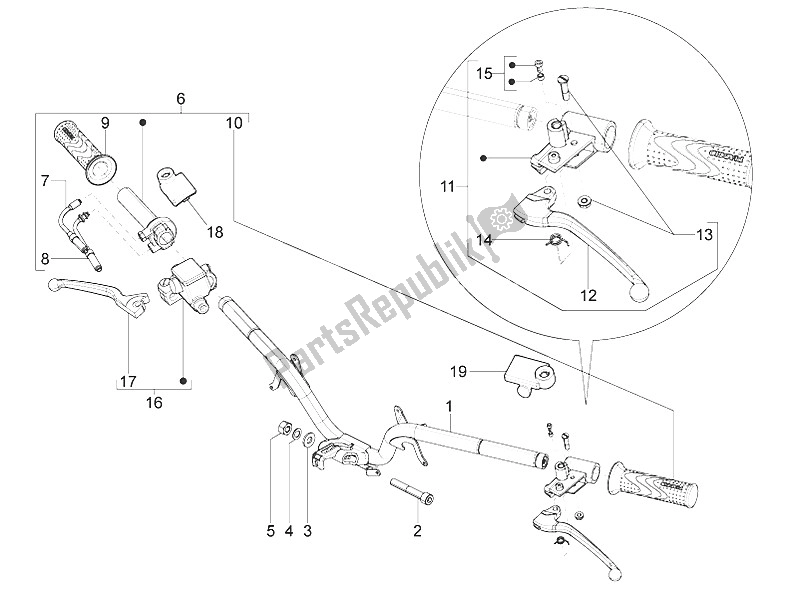 Toutes les pièces pour le Guidon - Master Cil. Du Piaggio Typhoon 125 4T 2V E3 USA 2011