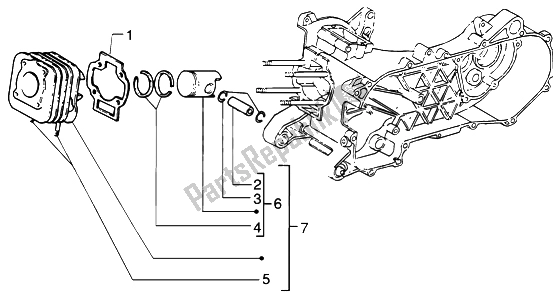 All parts for the Cylinder-piston-wrist Pin, Assy of the Piaggio NRG MC3 DT 50 2004