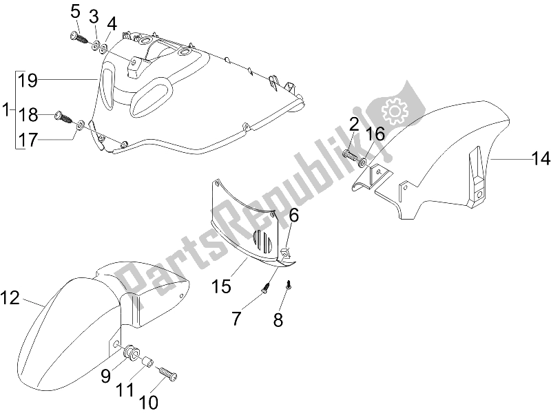 Todas las partes para Carcasa De La Rueda - Guardabarros de Piaggio X8 150 Street Euro 2 2006