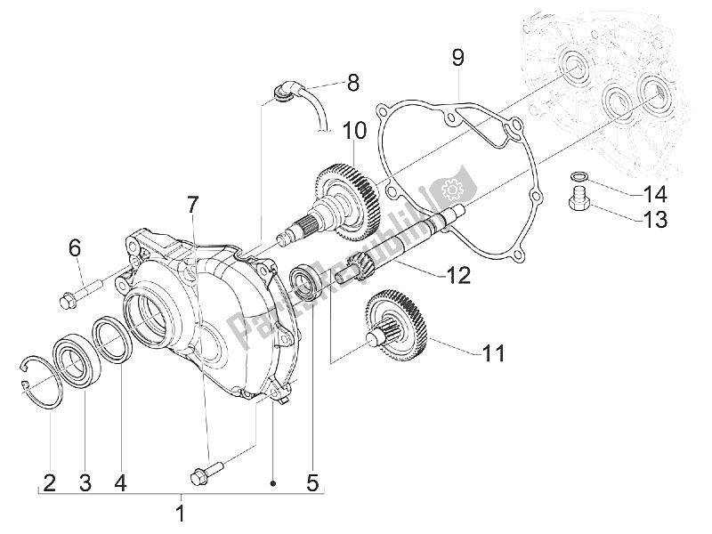 All parts for the Reduction Unit of the Piaggio MP3 300 IE E4 LT Business Sport ABS EU 2016